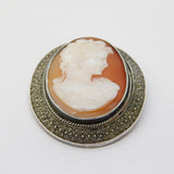 Theodor Fahrner Sterling Silver Gilt Cameo Brooch Pin Vintage c1970
