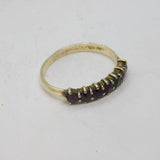 900 Silver Gilt Continental 7 Garnet Half Eternity Ring Vintage c1970 Size M