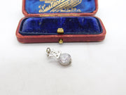 Sterling Silver Crystal Drop Charm Pendant Vintage c1970