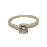 Sterling Silver Sparkling CZ Offset Band Dress Ring Vintage c1990 Size M 1/2