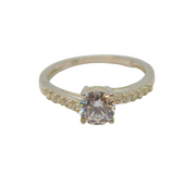 Sterling Silver Sparkling CZ Offset Band Dress Ring Vintage c1990 Size M 1/2
