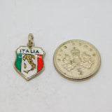 .800 Silver 'Italia' Enamel Shield Travel Souvenir Charm Vintage c1970s