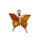 Sterling Silver Multi Baltic Amber Butterfly Pendant Contemporary c2000s