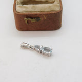 Sterling Silver Blue Topaz Drop Charm Pendant Vintage c1970
