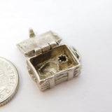 Sterling Silver Treasure Chest Charm Pendant Vintage c1970