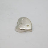 Sterling Silver Diamond Set Brushed Heart Pendant Contemporary c2000s