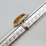 Sterling Silver Baltic Amber Oval Studio Dress Ring Vintage c1970 Size N