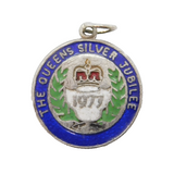 Sterling Silver Enamel Silver Jubilee Charm Pendant Vintage c1970s