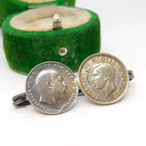 Sterling Silver King Edward VII & George VI Threepence Coin Brooch Antique