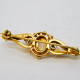 Edwardian 9ct Gold, Opal, Sapphire & Seed Pearl Floral Bar Brooch Antique c1910s