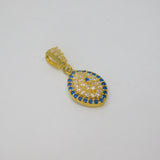 Gold On Sterling Silver Sapphire & Spinel Set Evil Eye Pendant Modern c1990s