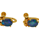 Pair of Sterling Silver Gilt Opal Triplet Screw Back Earrings Modern c1990