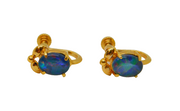 Pair of Sterling Silver Gilt Opal Triplet Screw Back Earrings Modern c1990