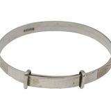 Sterling Silver Cross Pattern Baby Christening Bangle Bracelet Antique c1920