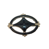 Sterling Silver Black Enamel Art Deco Mourning Brooch Pin Antique c1920
