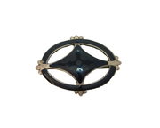 Sterling Silver Black Enamel Art Deco Mourning Brooch Pin Antique c1920