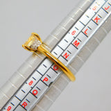 Gold On Sterling Silver Oval Citrine & Diamond Ring Vintage c1970 Size N 1/2
