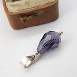Sterling Silver Amethyst Drop Charm Pendant Vintage c1970