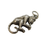Sterling Silver Monkey Eating Banana Charm Pendant Vintage c1970s