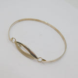 Sterling Silver CZ Set Brushed & Polished Ellipse Bangle Bracelet Modern c1990s