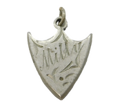 Victorian Sterling Silver 'Milly' Shield Form Charm Pendant Antique c1890