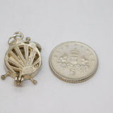 Sterling Silver CHIM Alarm Clock With Cockerel Inside Charm Vintage c1970