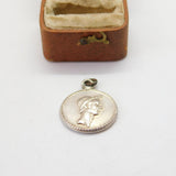 Sterling Silver Ancient Greek Style Coin Charm Pendant Vintage c1970