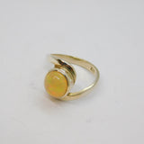 Sterling Silver Cabochon Opal Twist Front Band Dress Ring Modern c2000 Size U