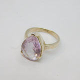 Sterling Silver Light Amethyst Peardrop Cocktail Band Ring Vintage c1970 Size P