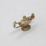 Sterling Silver Aladdins Lamp With Genie Inside Charm Pendant Vintage c1970s