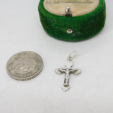 Sterling Silver Small Cross Charm Pendant Vintage c1970