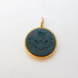 Victorian 9ct Gold Carved Bloodstone Clan Ross Intaglio Pendant Antique c1860s