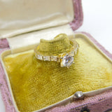 Silver Gilt Engagement Ring With Diamond Paste Vintage c1970 Size P