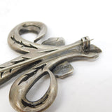 Sterling Silver Marcasite Set Ribbon Spray Brooch Antique c1920 Art Deco