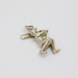 Sterling Silver Cricket Batsman Charm Pendant Vintage c1970