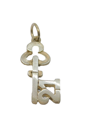 Sterling Silver "21" Key Charm Pendant Vintage c1970