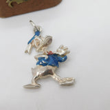 Sterling Silver Enamel Disney Donald Duck Charm Pendant Vintage c1970