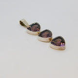 Sterling Silver Triple Amethyst Chunky Hinged Charm Pendant Vintage c1970