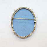 Sterling Silver Blue & White Wedgwood Woman With Child Cameo Brooch Vintage 1954