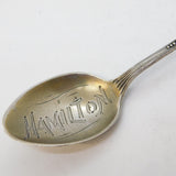 Edwardian Sterling Silver & Enamel Hamilton Souvenir Spoon Antique c1910