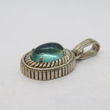 Sterling Silver Pale Blue Stone & Spinel Set Drop Charm Pendant Vintage c1970s