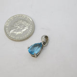 Sterling Silver Pear Cut Topaz Drop Charm Pendant Vintage c1970
