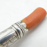 George III Sterling Silver & Coral Baby Rattle & Whistle Antique 1798 London