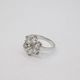 Sterling Silver Spinel Cluster Flower Dress Ring Vintage c1970 Size N 1/2