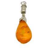 Sterling Silver Baltic Amber Peardrop Studio Style Pendant Vintage c1970