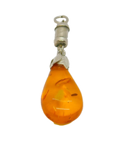 Sterling Silver Baltic Amber Peardrop Studio Style Pendant Vintage c1970