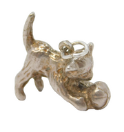 Sterling Silver Playing Kitten Charm Pendant Vintage c1970