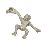 Sterling Silver Hanging Monkey Charm Pendant Vintage c1970