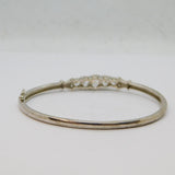 Sterling Silver Graduating CZ Hinged Cuff Bangle Bracelet Modern c1990