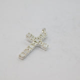 Sterling Silver Multi-Stone Diamond Cross Charm Pendant Vintage c1970
